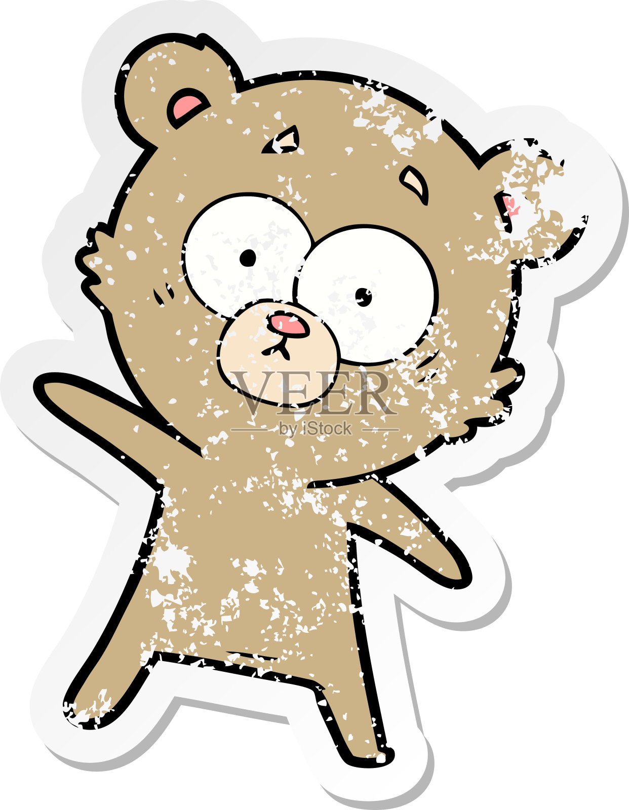 一个惊讶的熊卡通心疼贴纸插画图片素材