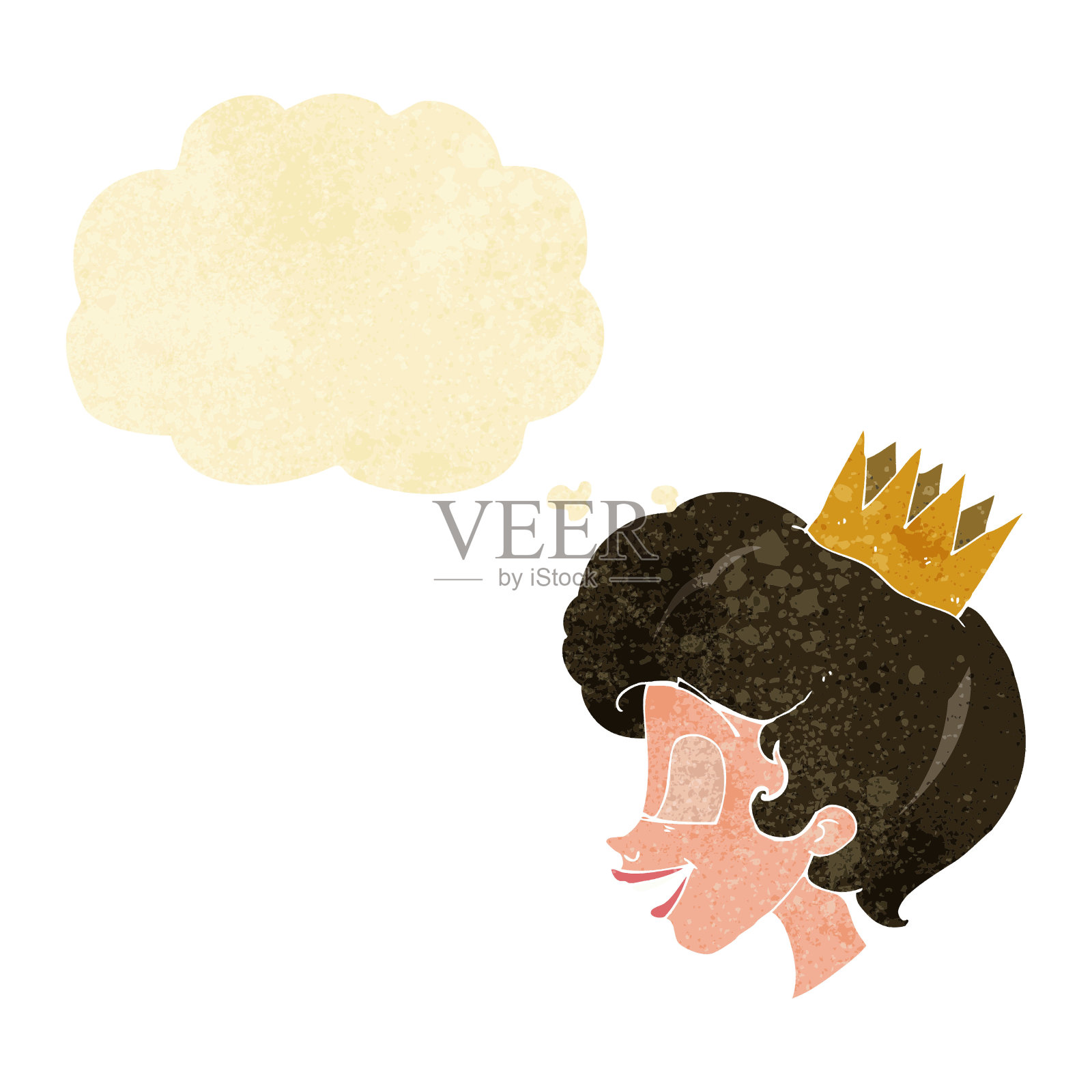 带有思想泡泡的卡通公主插画图片素材