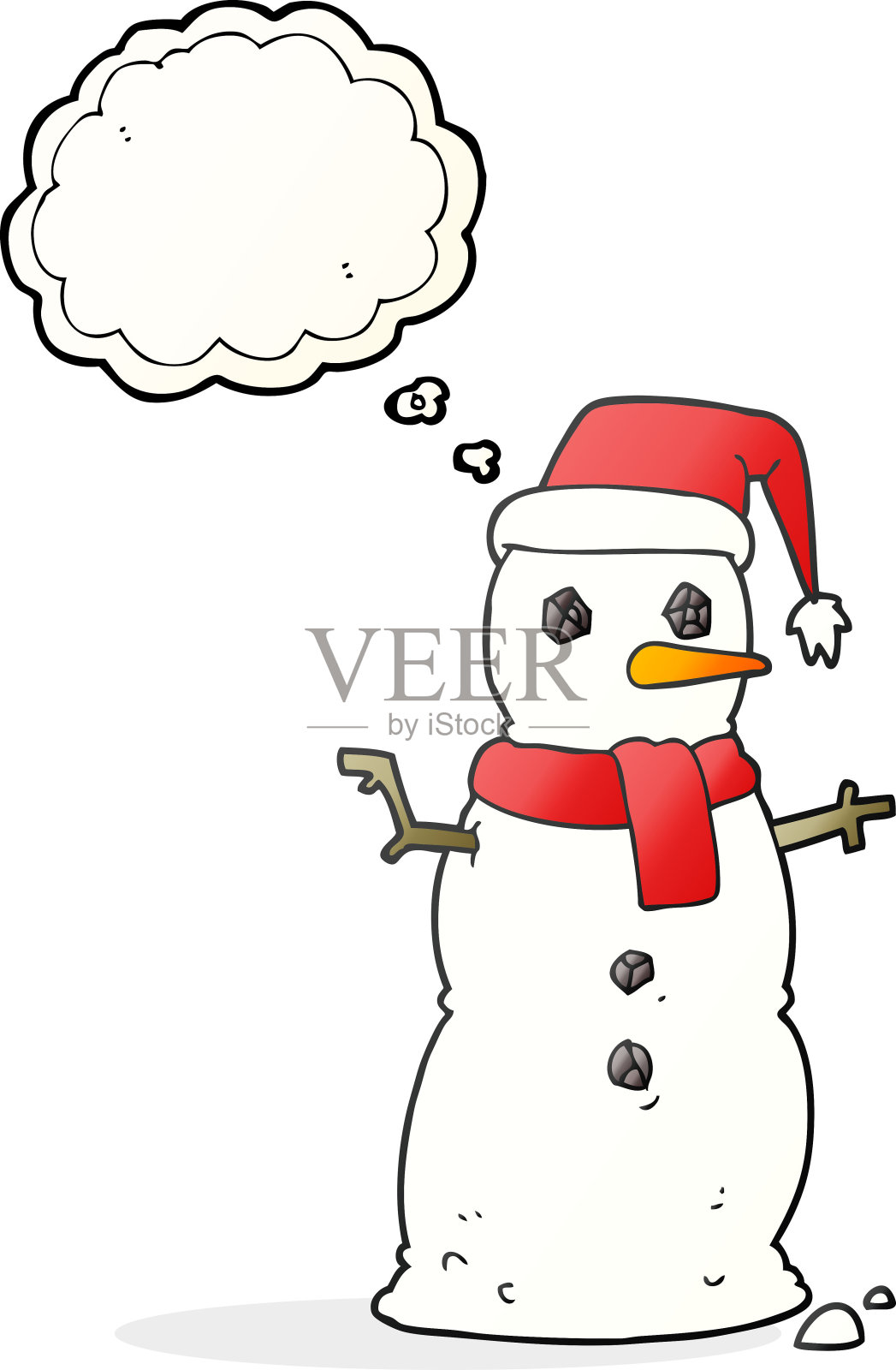 徒手画的思想泡泡卡通雪人设计元素图片