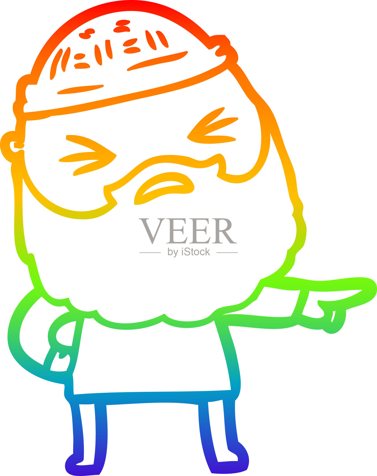 彩虹渐变线画一个卡通人的胡子设计元素图片