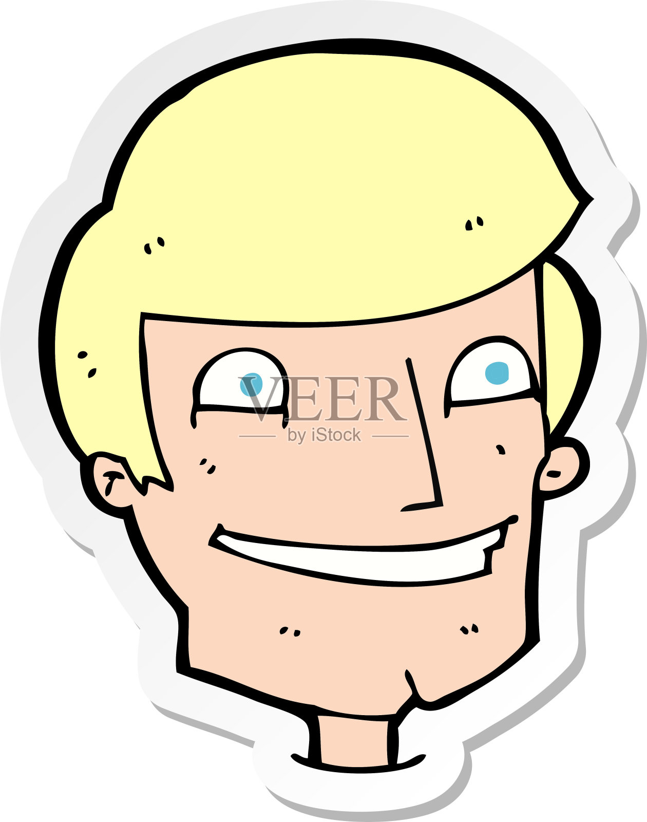 卡通微笑男人贴纸插画图片素材