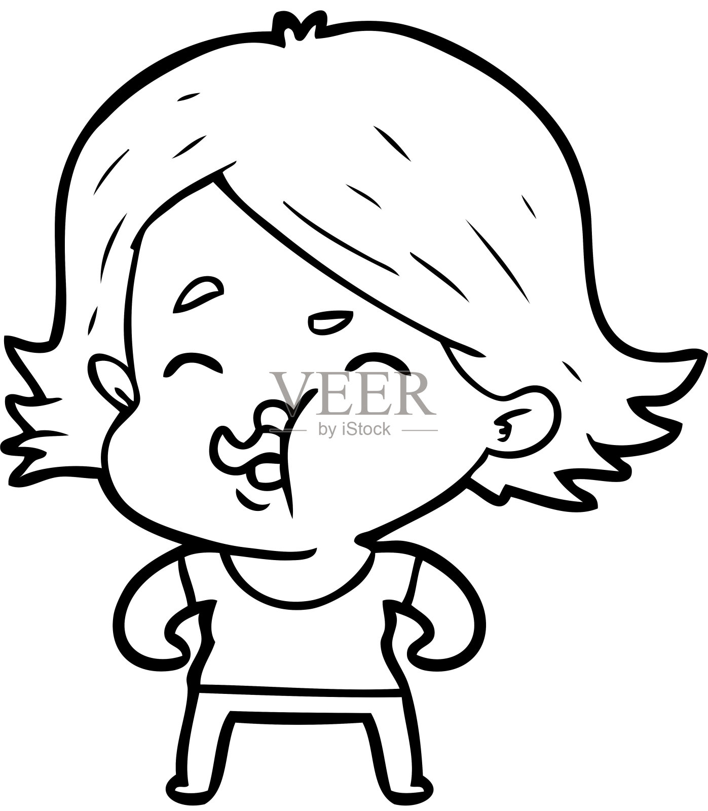 卡通女孩拉脸设计元素图片