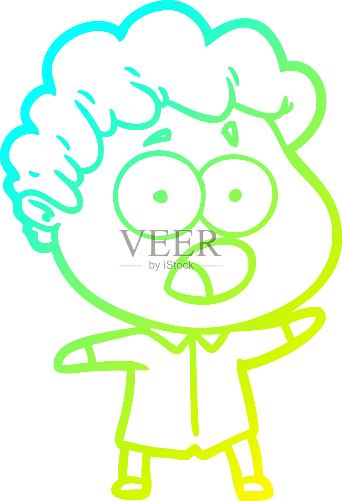 吃惊喘气的卡通男人冷渐变线条画设计元素图片