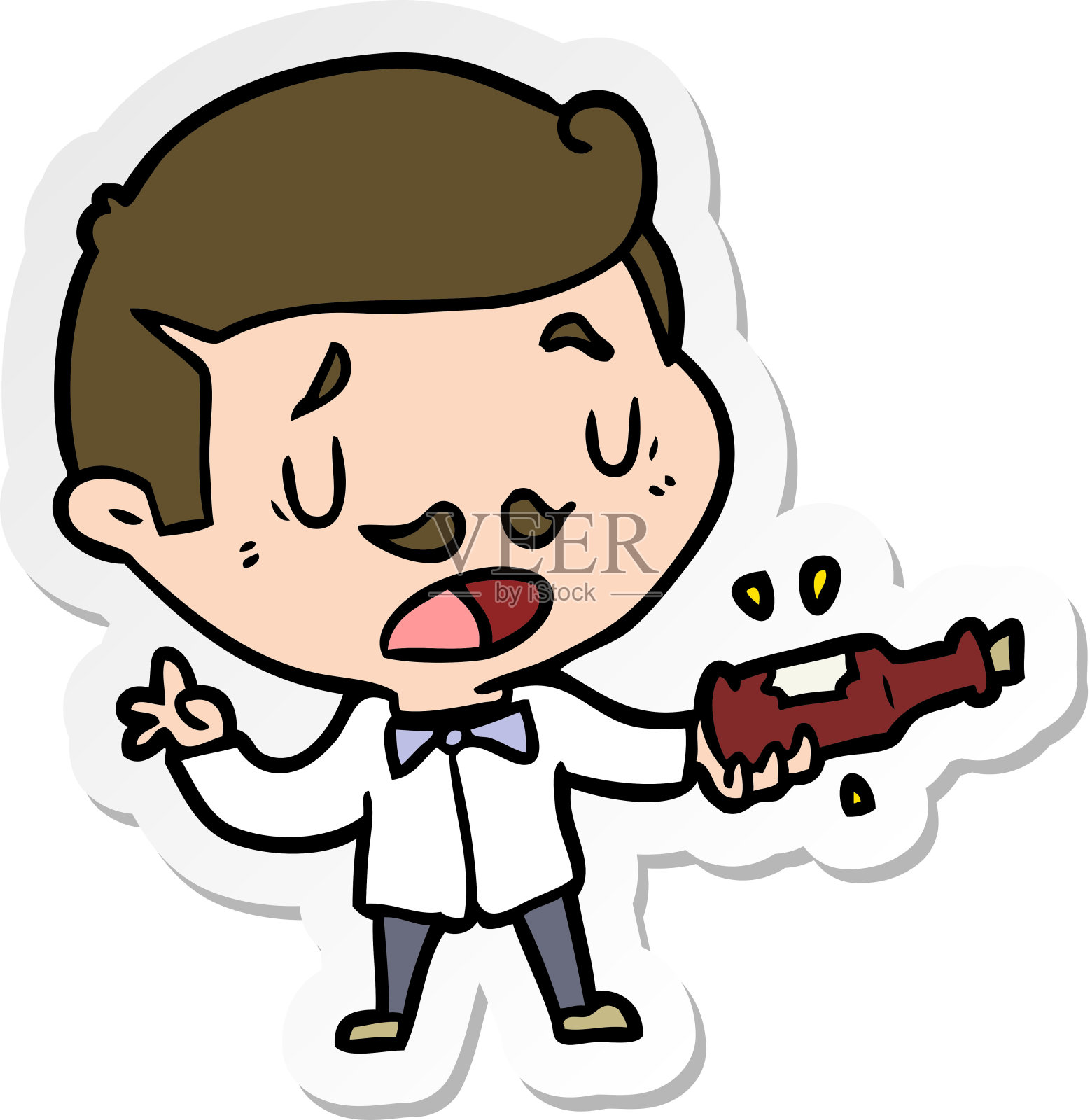 卡通葡萄酒专家贴纸插画图片素材