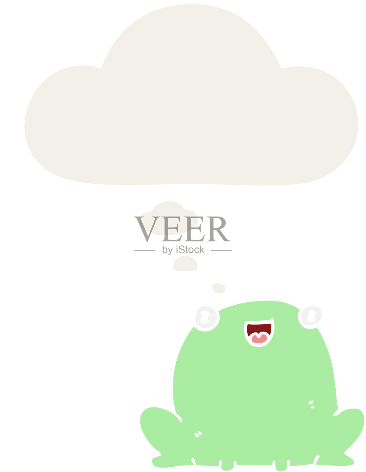 卡通青蛙与思想泡泡在复古风格插画图片素材