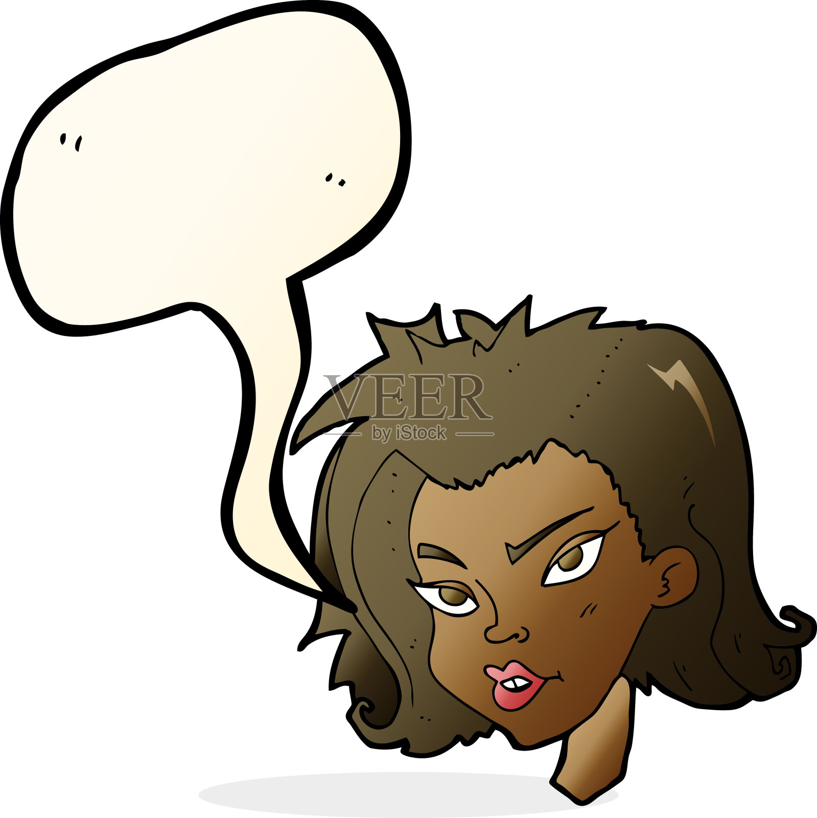 卡通女性脸与语音泡泡设计元素图片