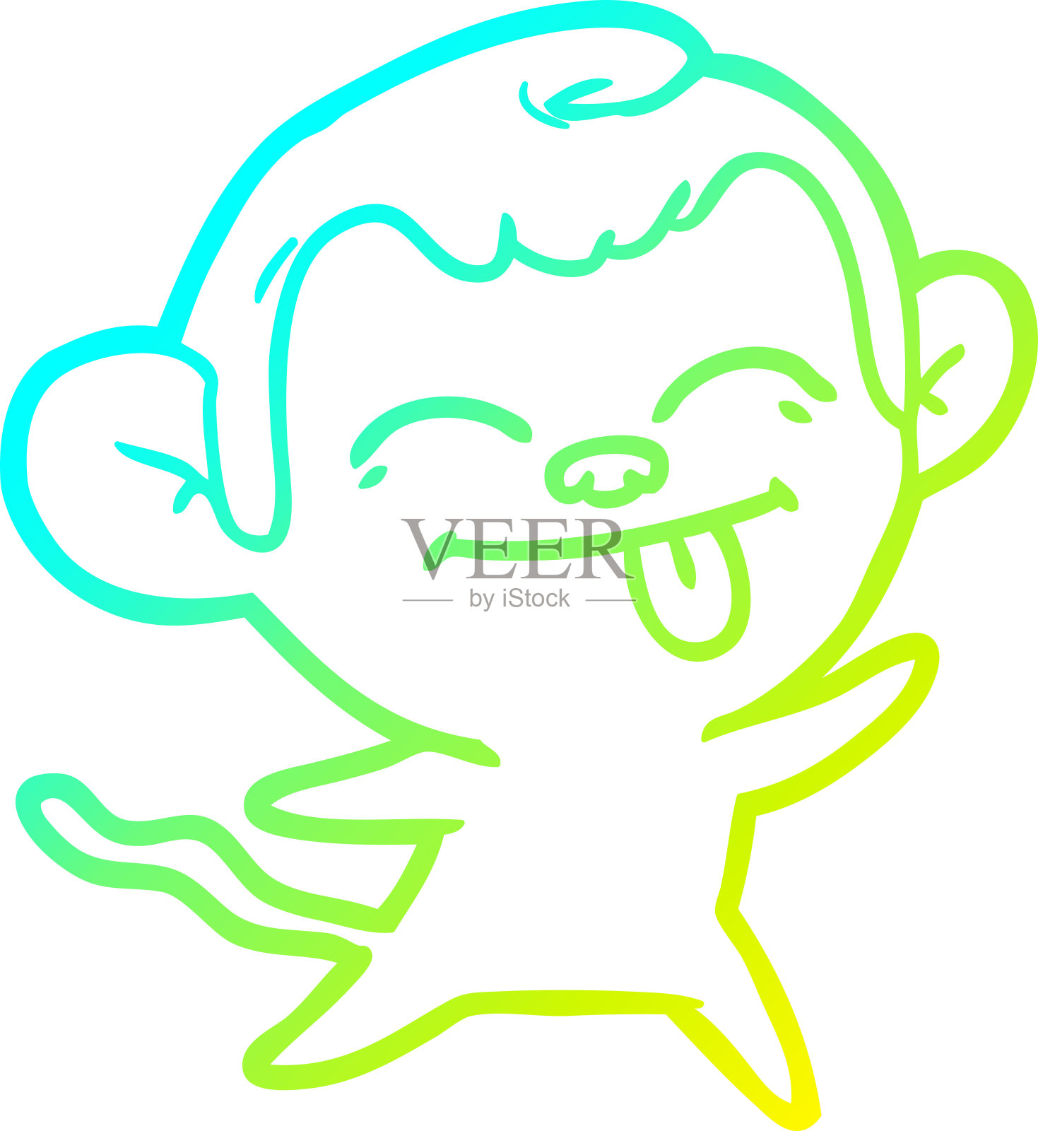 冷梯度线画一个有趣的卡通猴子设计元素图片