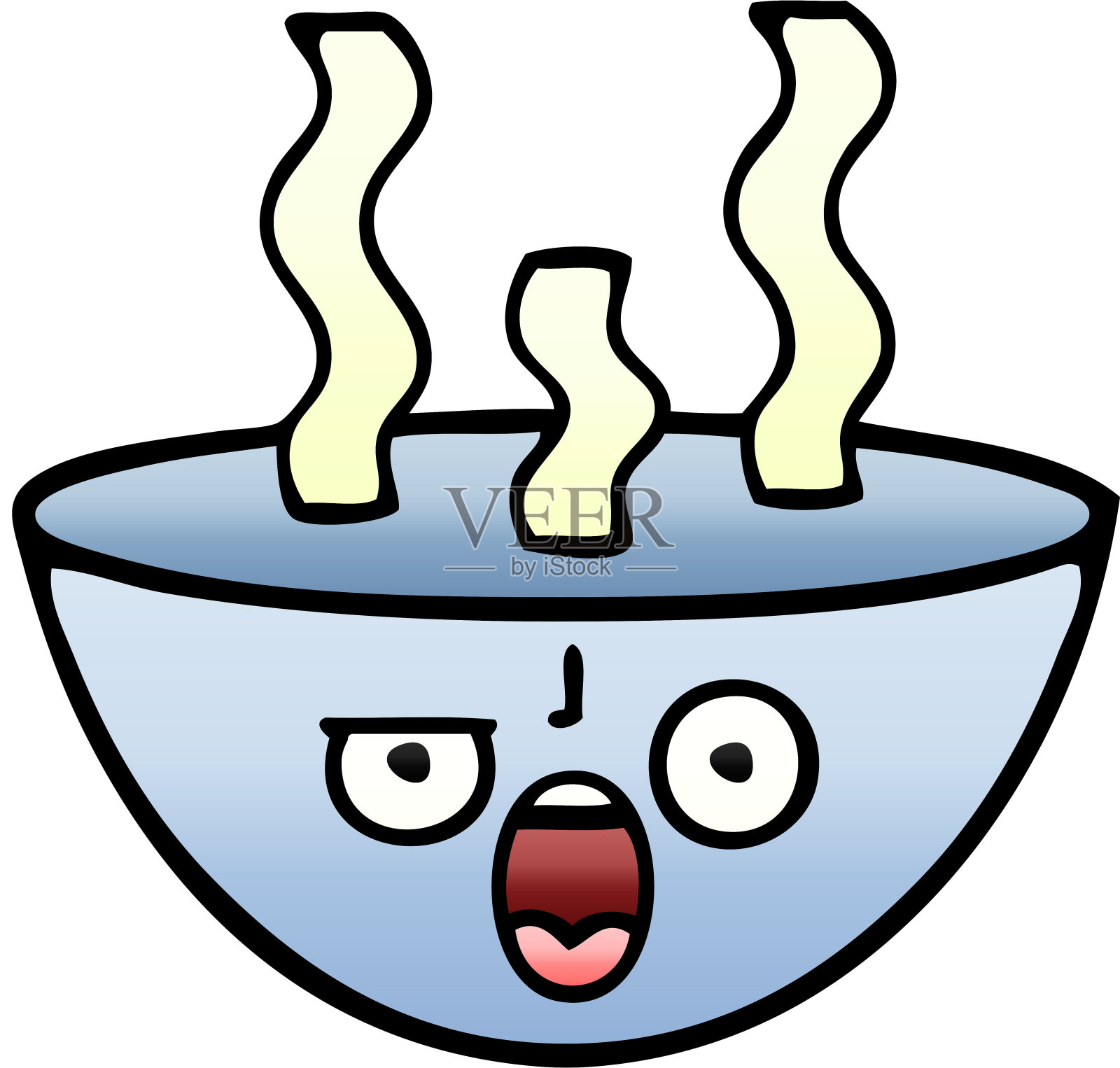 渐变阴影卡通的一碗热汤设计元素图片