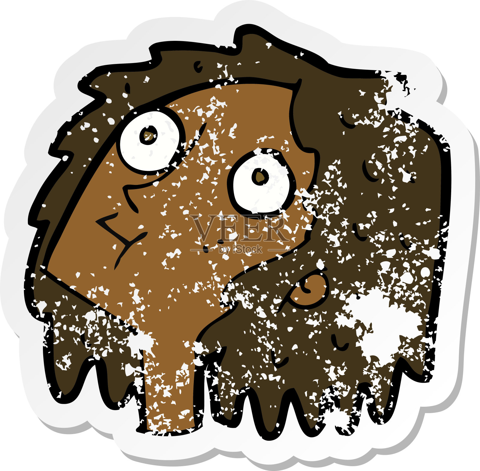 一个卡通凝视女人的复古心疼贴纸设计元素图片