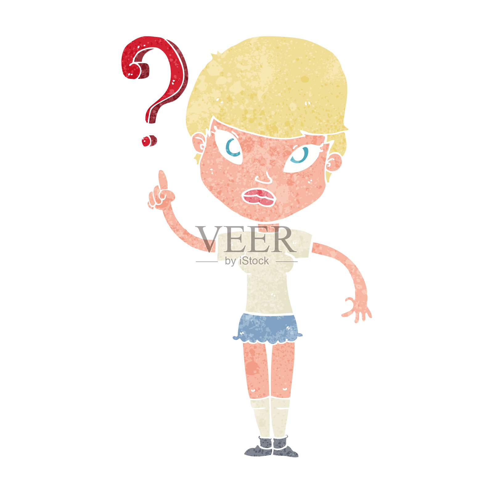 卡通女人提问插画图片素材