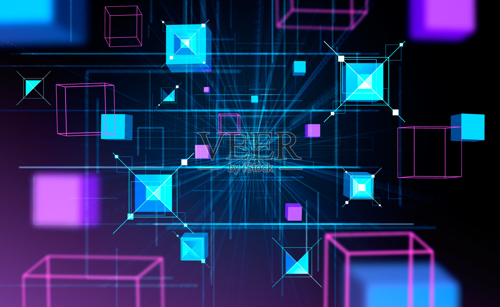 网络空间、元宇宙和沉浸式虚拟现实中的数据块照片摄影图片