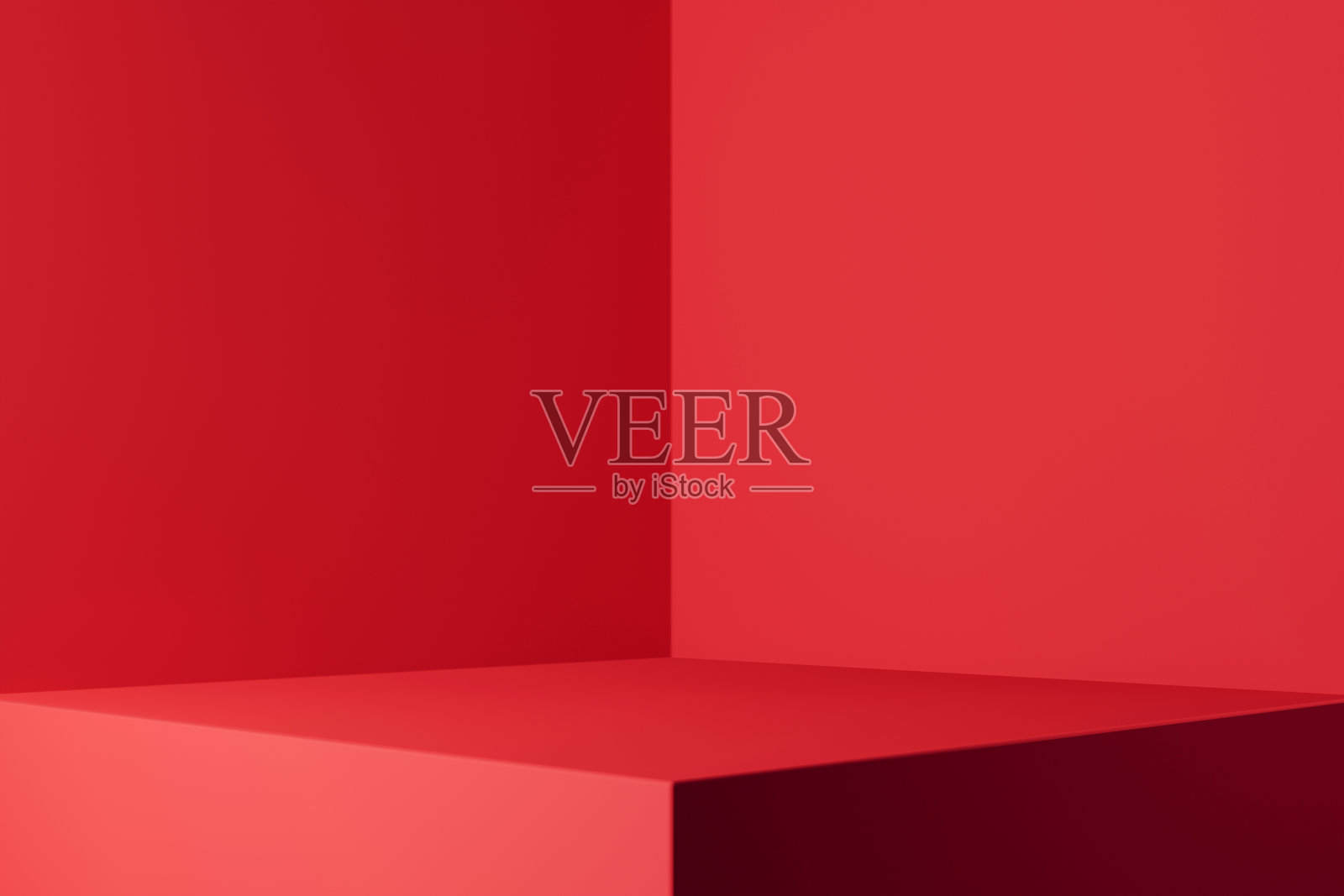 最小红色背景的圣诞情人节和中国新年。三维空间。背景，产品和文字的空间。3 d渲染。照片摄影图片