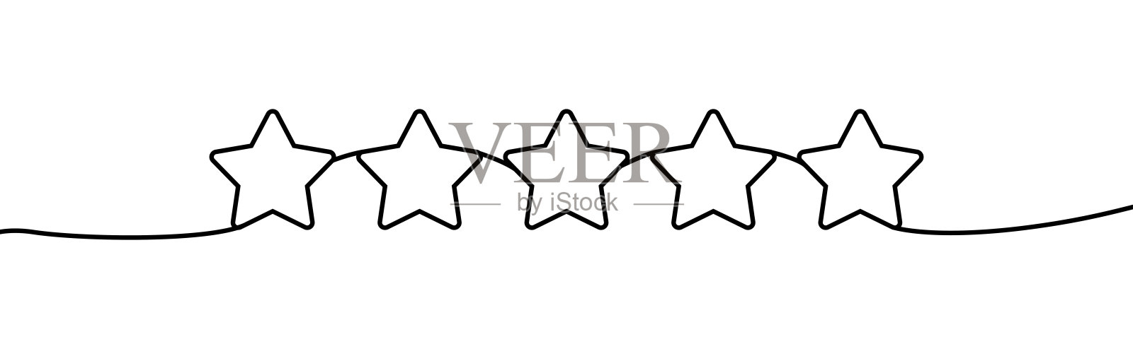 星形图标线连续绘制矢量。连续的一条线绘制。五星客户产品评级评论图标。明星偶像。连续轮廓的一个明星图标。设计元素图片