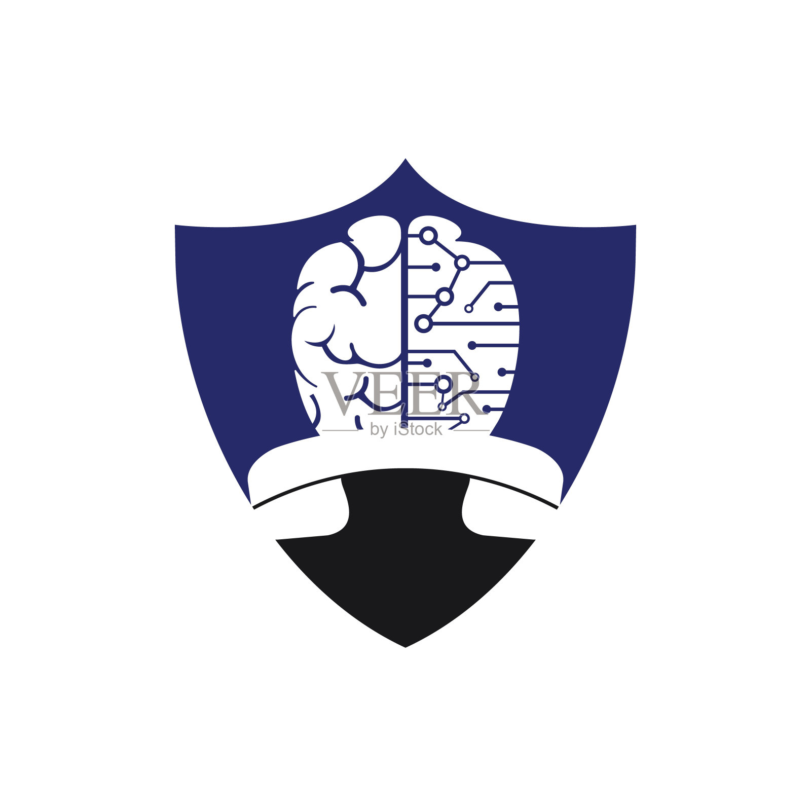 大脑呼叫矢量标志设计模板。科技传播标志概念。插画图片素材