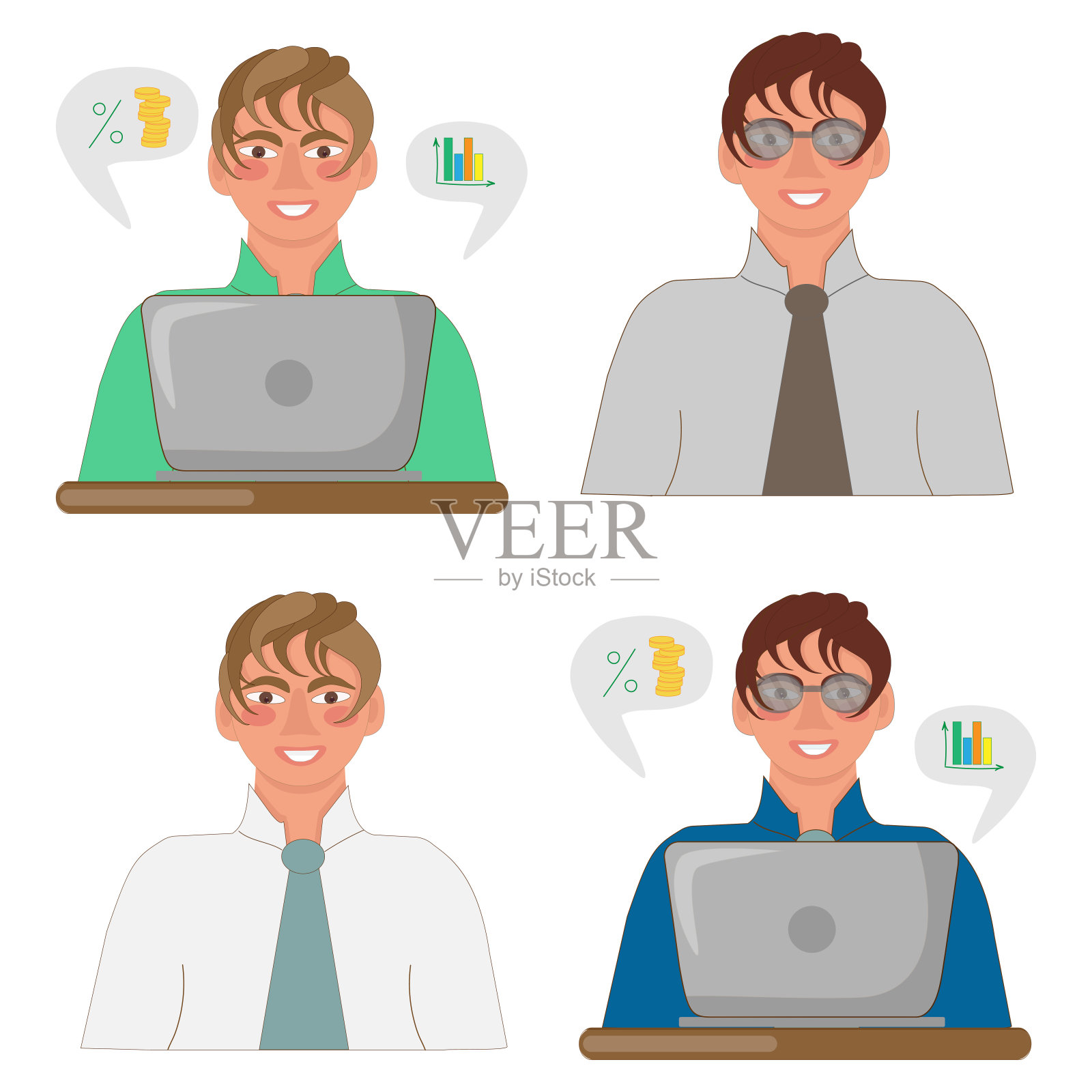 一群年轻的工人插画图片素材