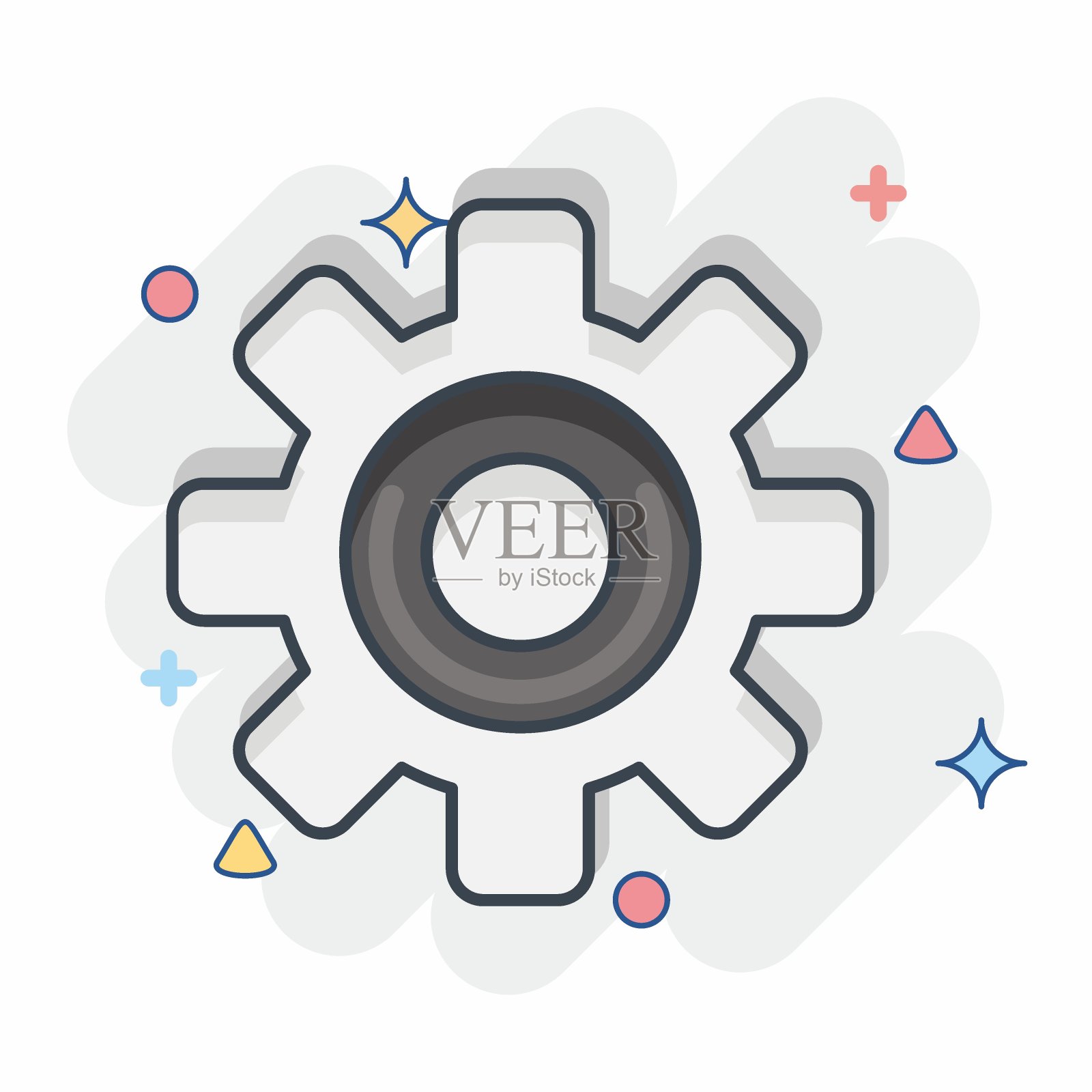 图标齿轮。与汽车服务符号相关。漫画风格。repairin。引擎。简单的说明插画图片素材