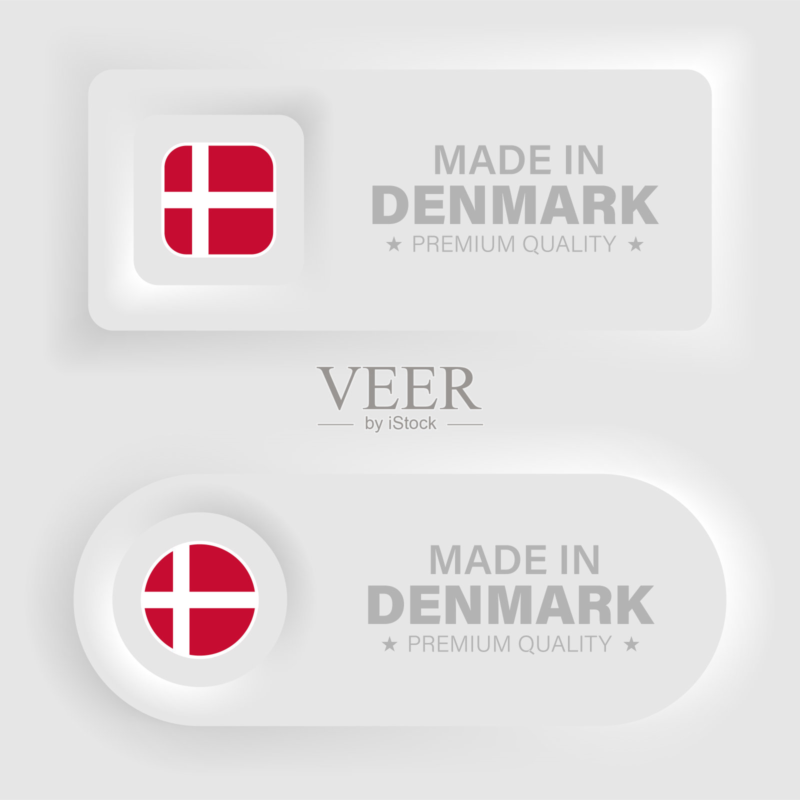 丹麦制造图形和标签集。插画图片素材
