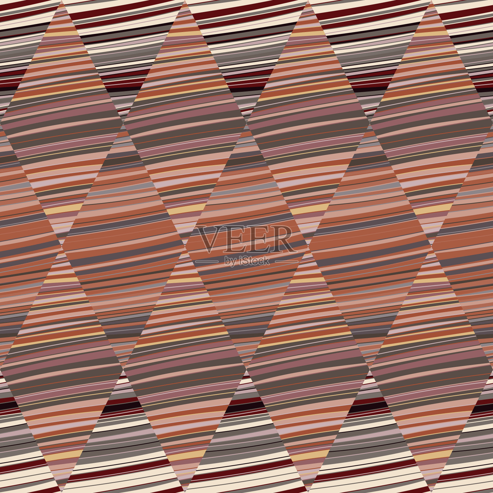 装饰复古波浪线无缝模式。几何条纹马赛克瓷砖装饰。插画图片素材