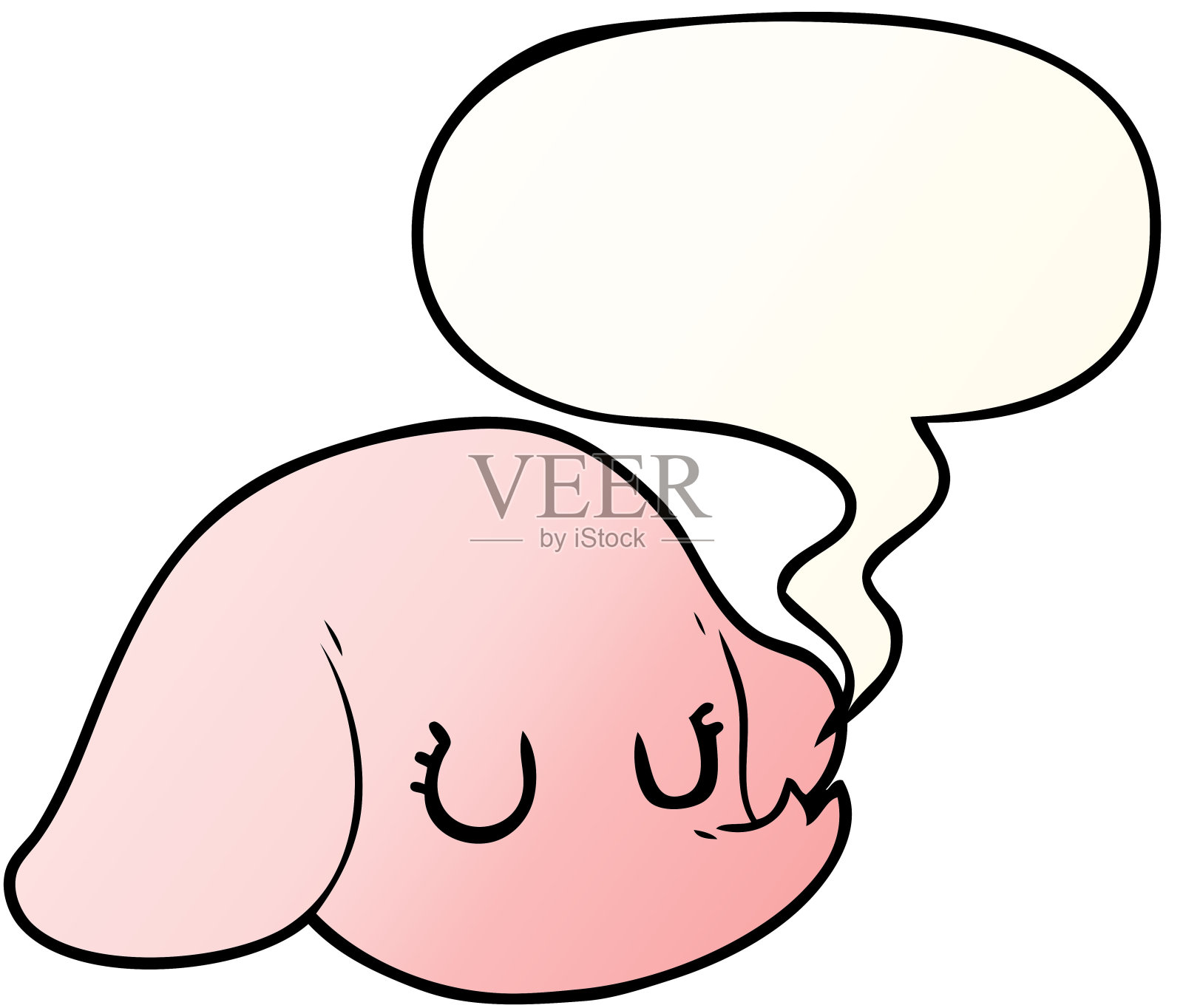 卡通大象脸与语音气泡平滑渐变风格插画图片素材