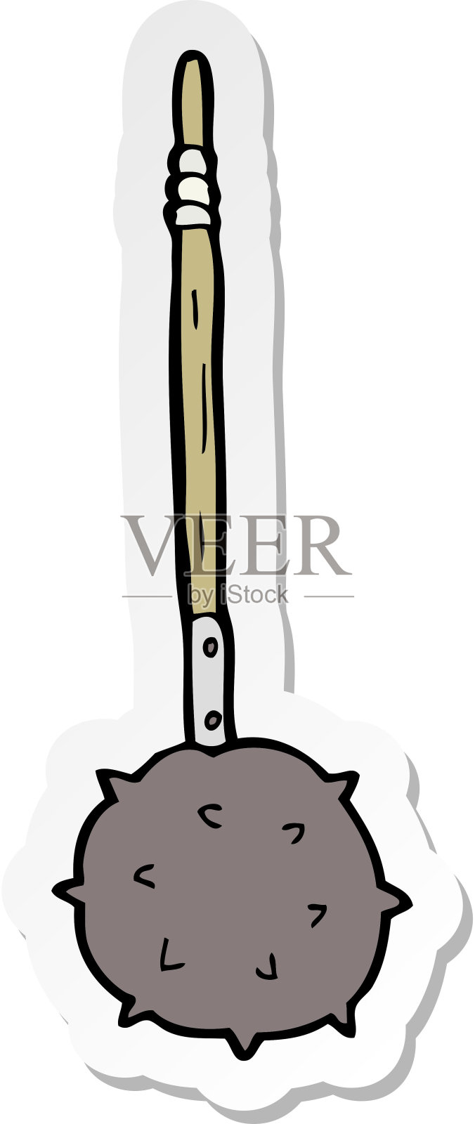 卡通中世纪狼牙棒贴纸插画图片素材