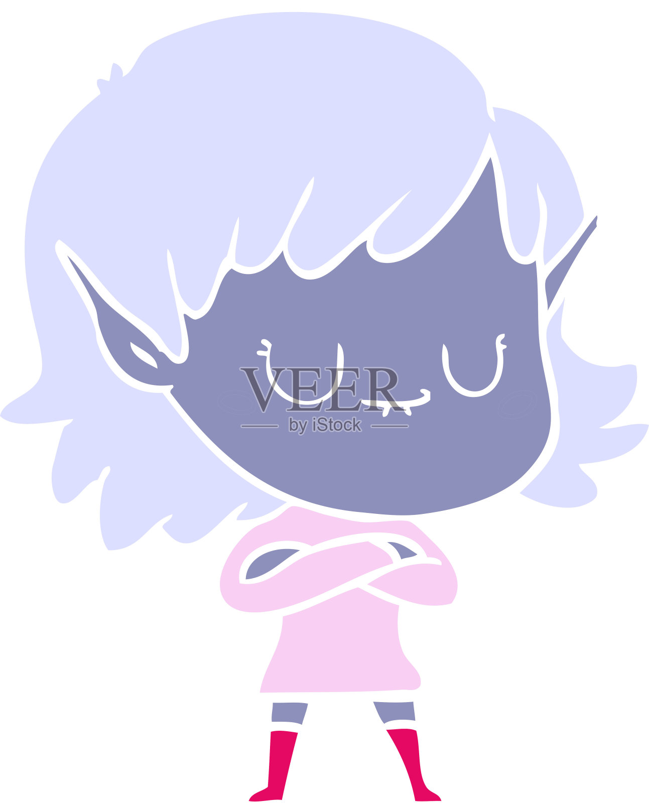 快乐的平面彩色风格卡通精灵女孩设计元素图片