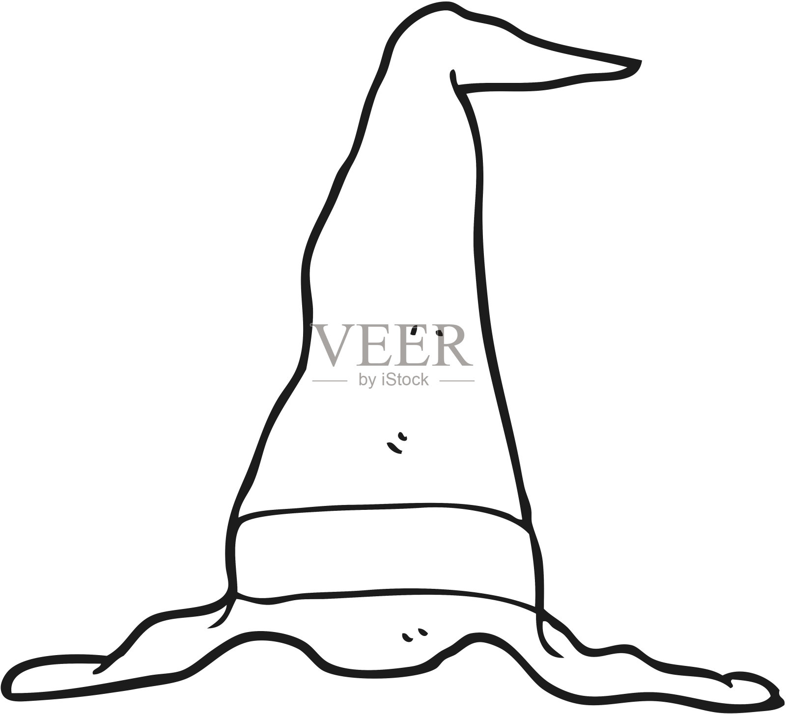 手绘黑白卡通女巫帽子插画图片素材