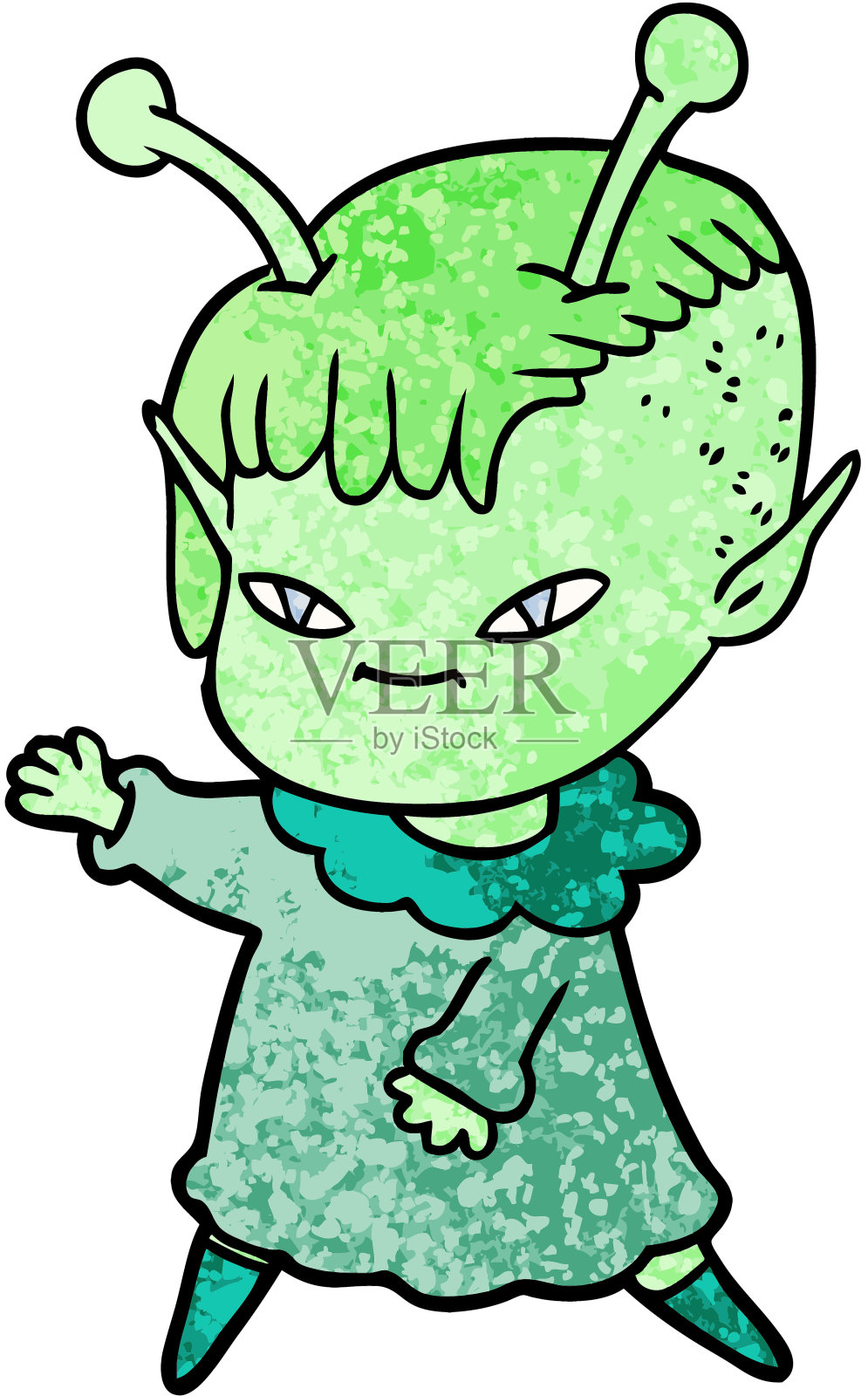 可爱的卡通外星人女孩设计元素图片