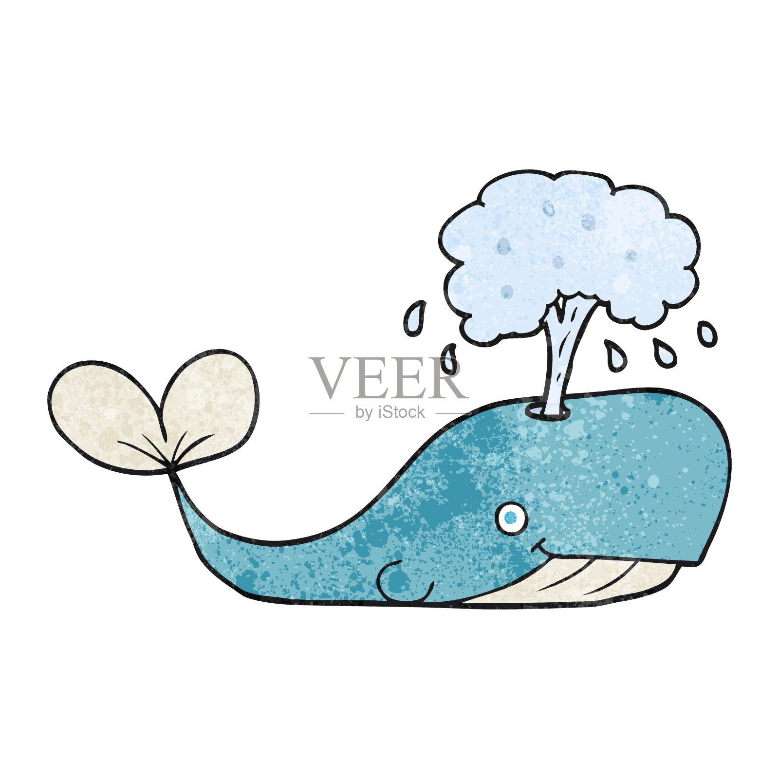 手绘纹理卡通鲸鱼喷水设计元素图片