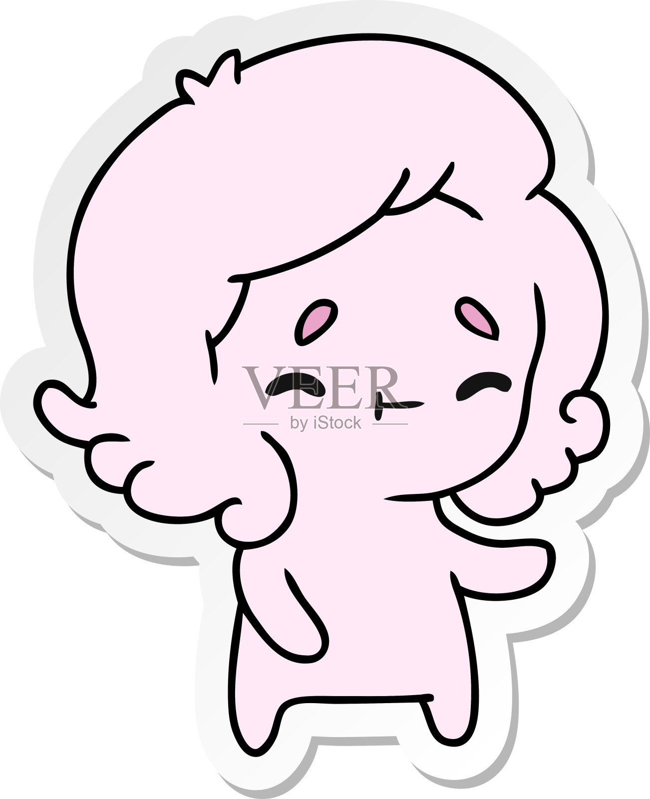 贴纸卡通插图的可爱可爱的鬼设计元素图片