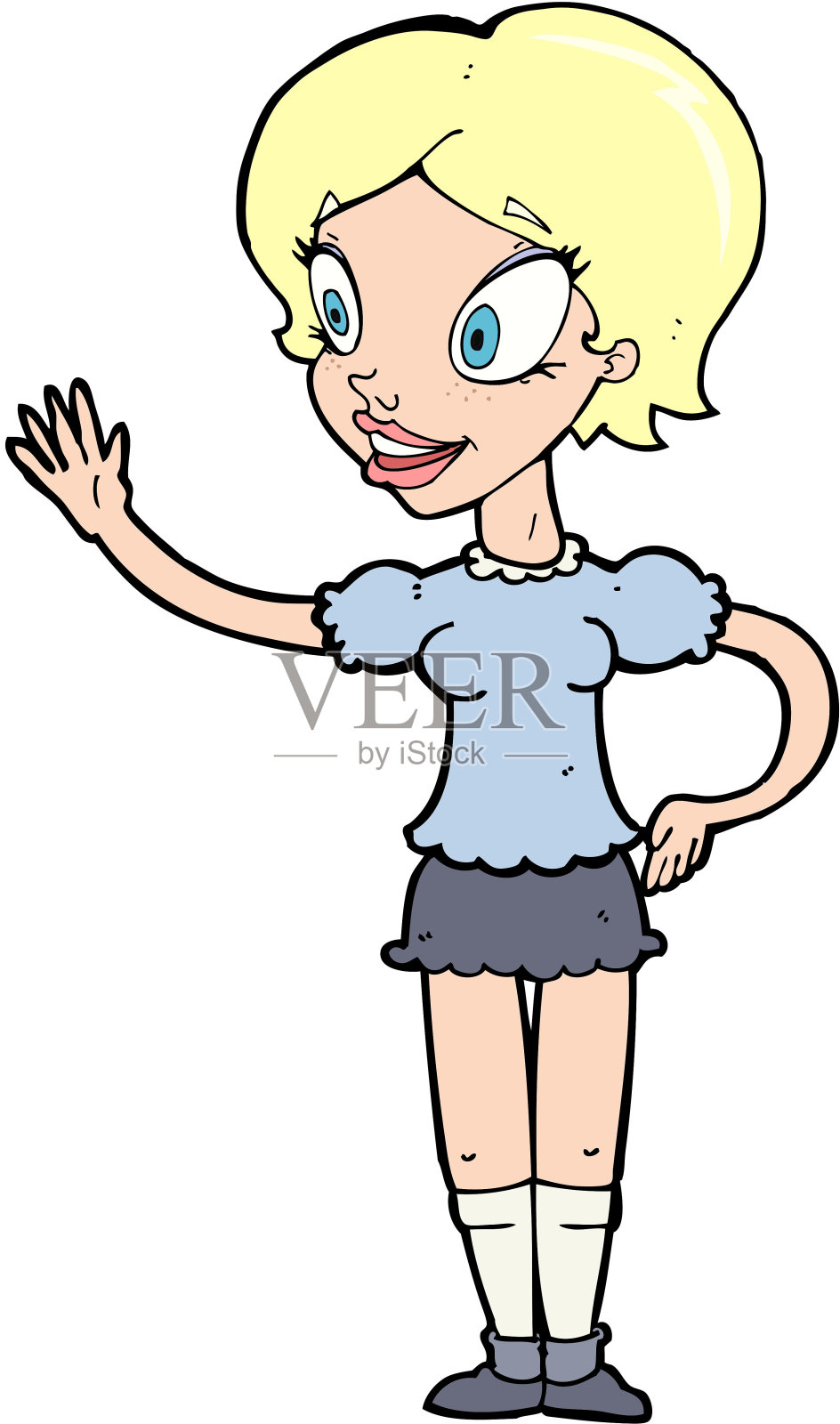 卡通挥手女人设计元素图片