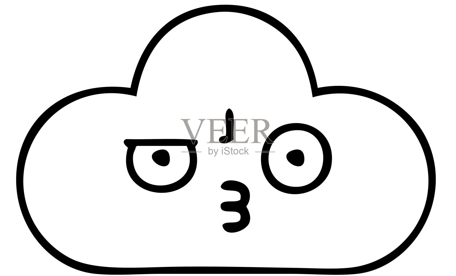 画了一幅白色云朵的线条漫画插画图片素材