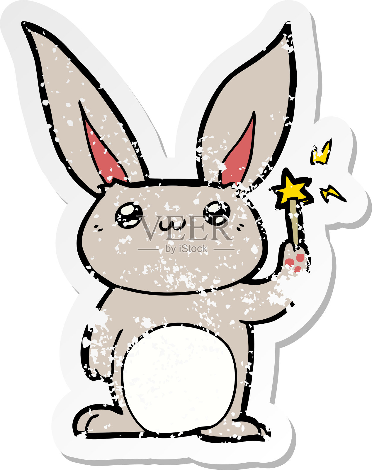 心疼的贴纸可爱的卡通兔子插画图片素材