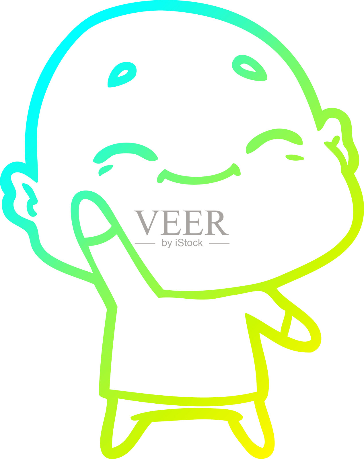 冷梯度线画一个快乐的卡通秃头人设计元素图片