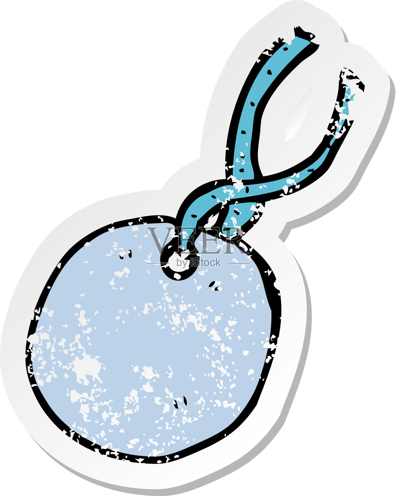 复古心疼贴纸的卡通礼物标签插画图片素材