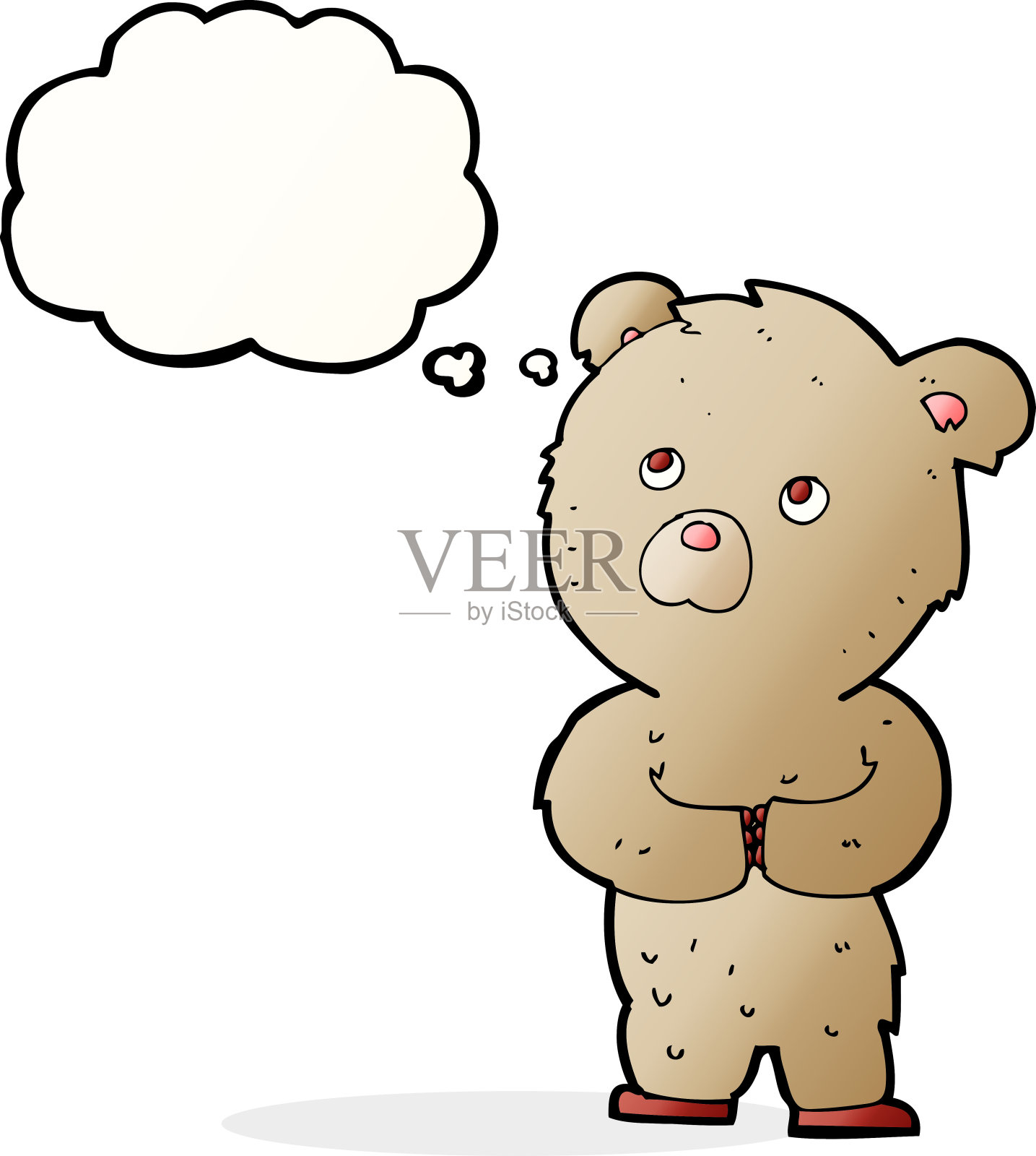 带有思想泡泡的卡通泰迪熊设计元素图片