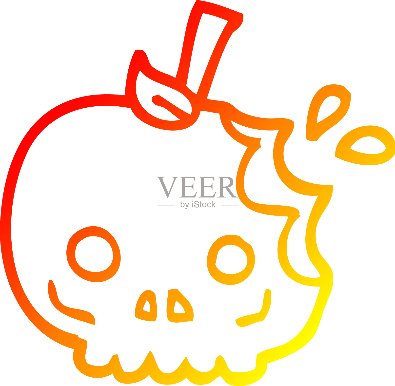 温暖的梯度线绘制卡通红色毒苹果插画图片素材