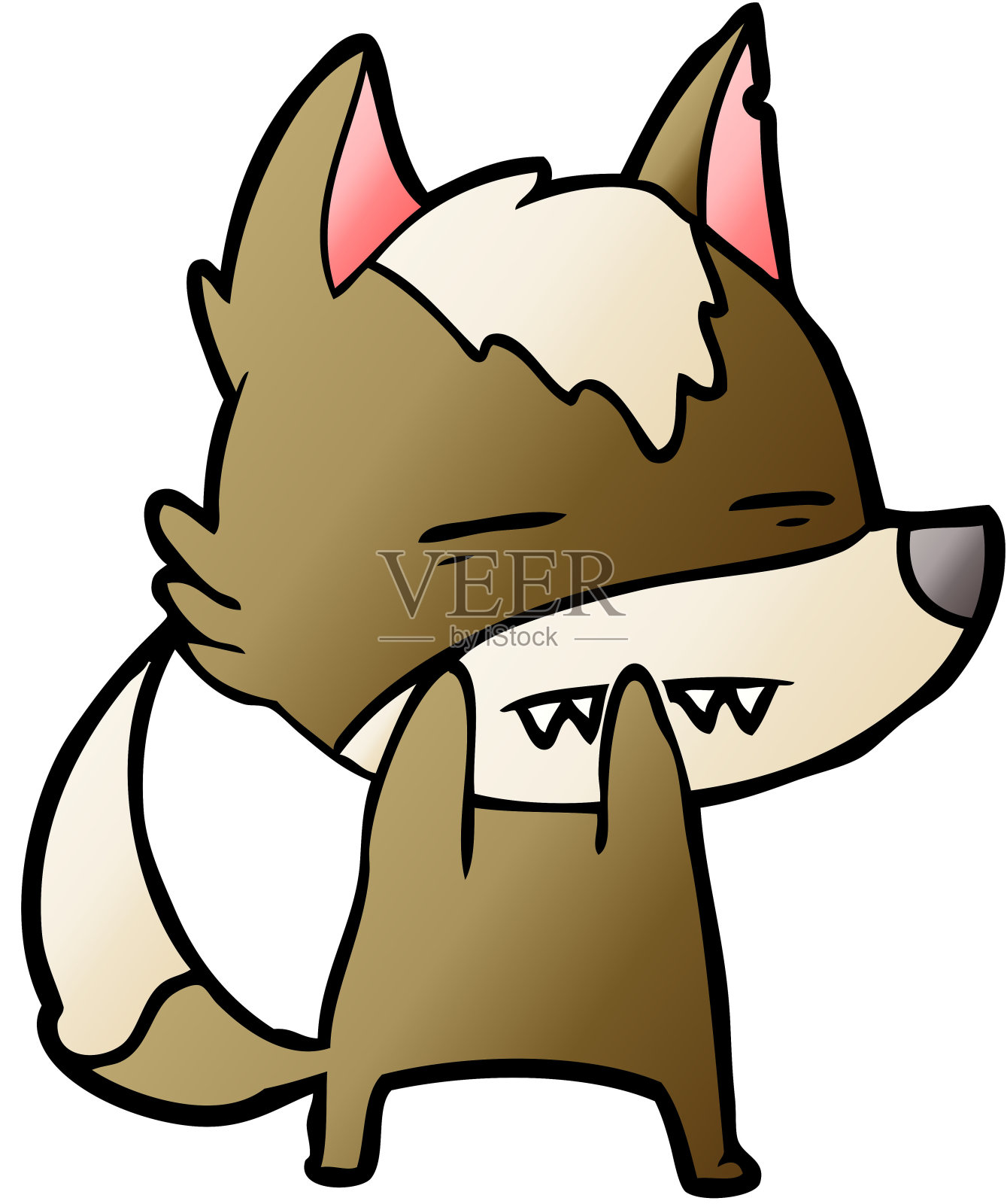 露出牙齿的卡通狼设计元素图片