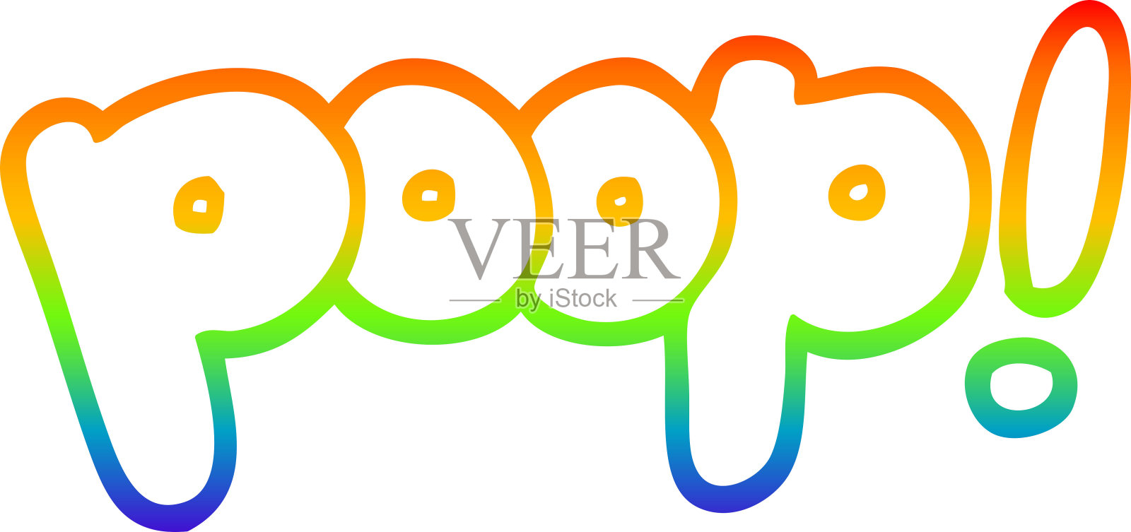 彩虹渐变线条绘制的卡通字体便便插画图片素材