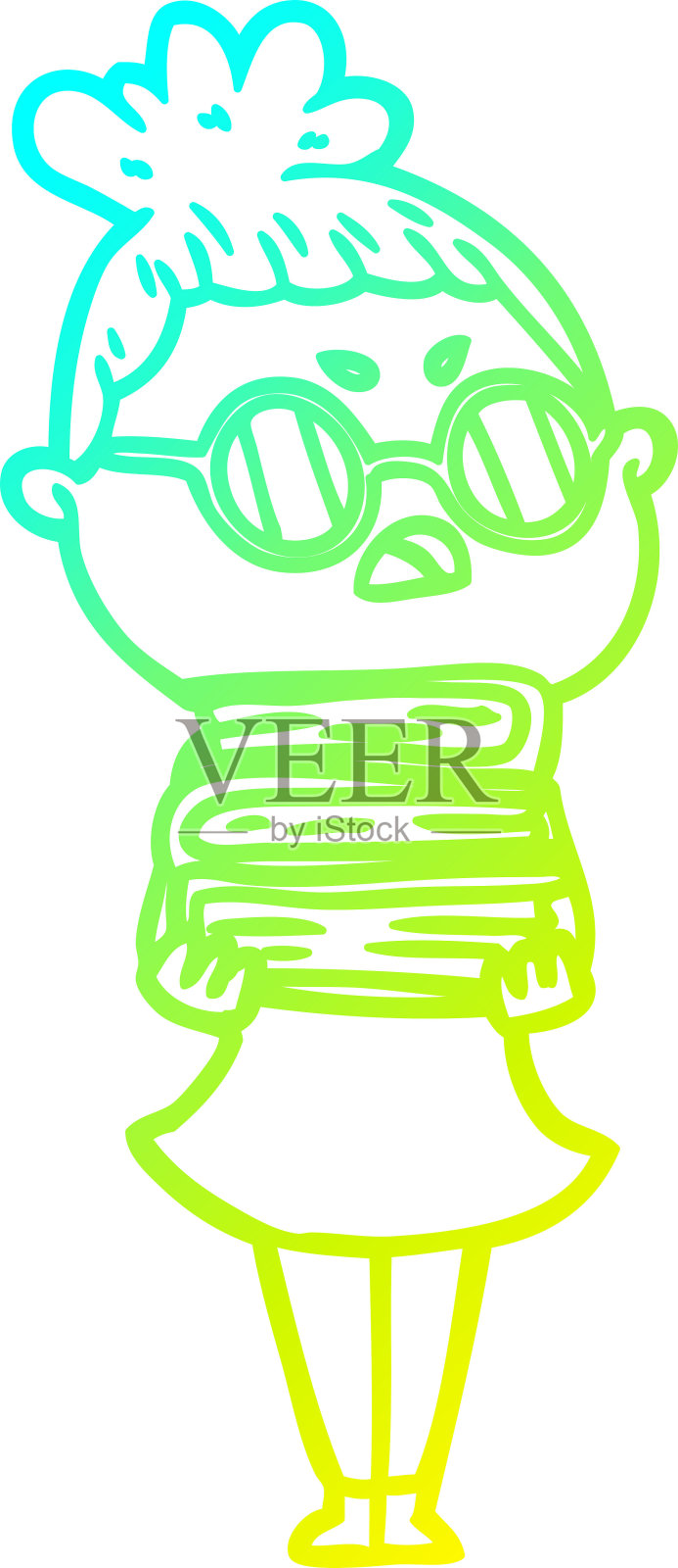 冷梯度线画的卡通惹恼了女人插画图片素材