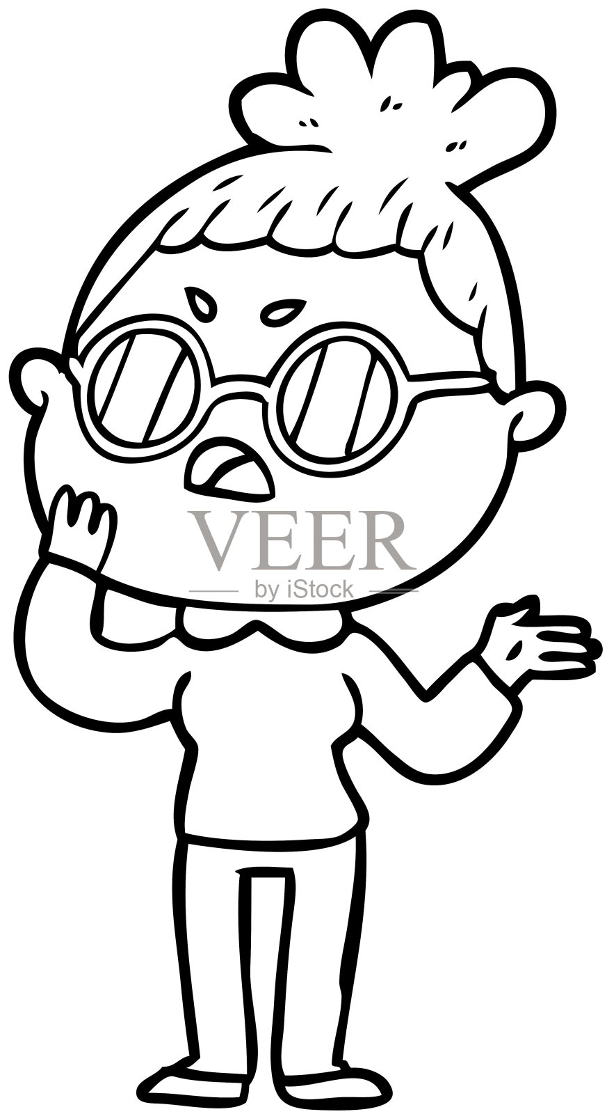 卡通恼怒女人插画图片素材