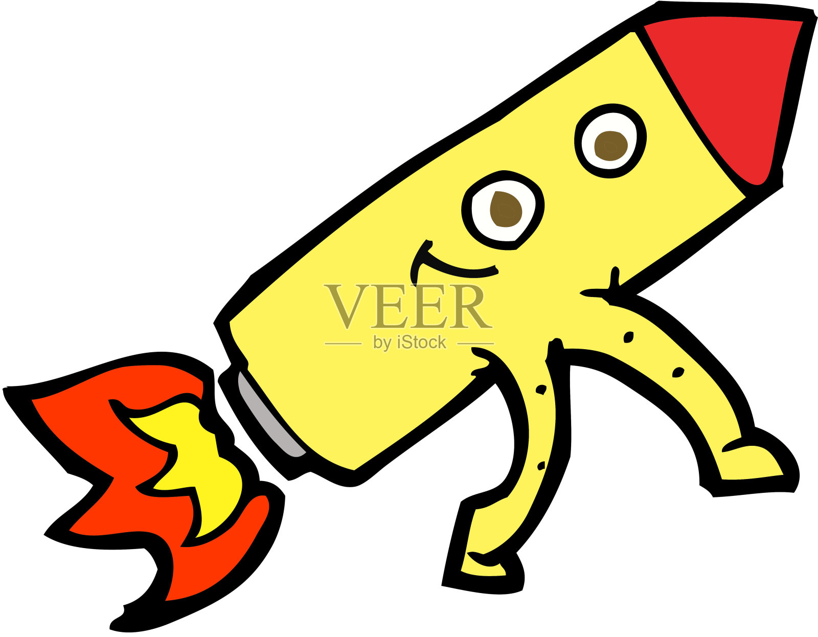 卡通快乐火箭插画图片素材