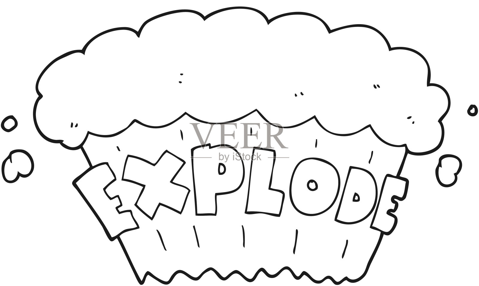 手绘的黑白卡通爆炸设计元素图片