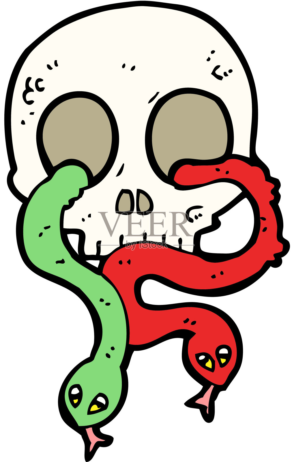 有蛇的卡通骷髅设计元素图片