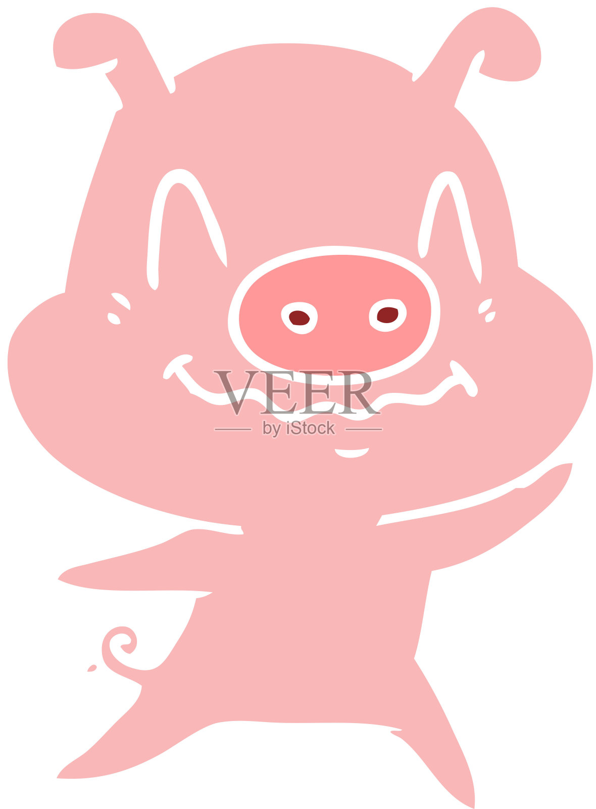 紧张的平色卡通猪造型插画图片素材