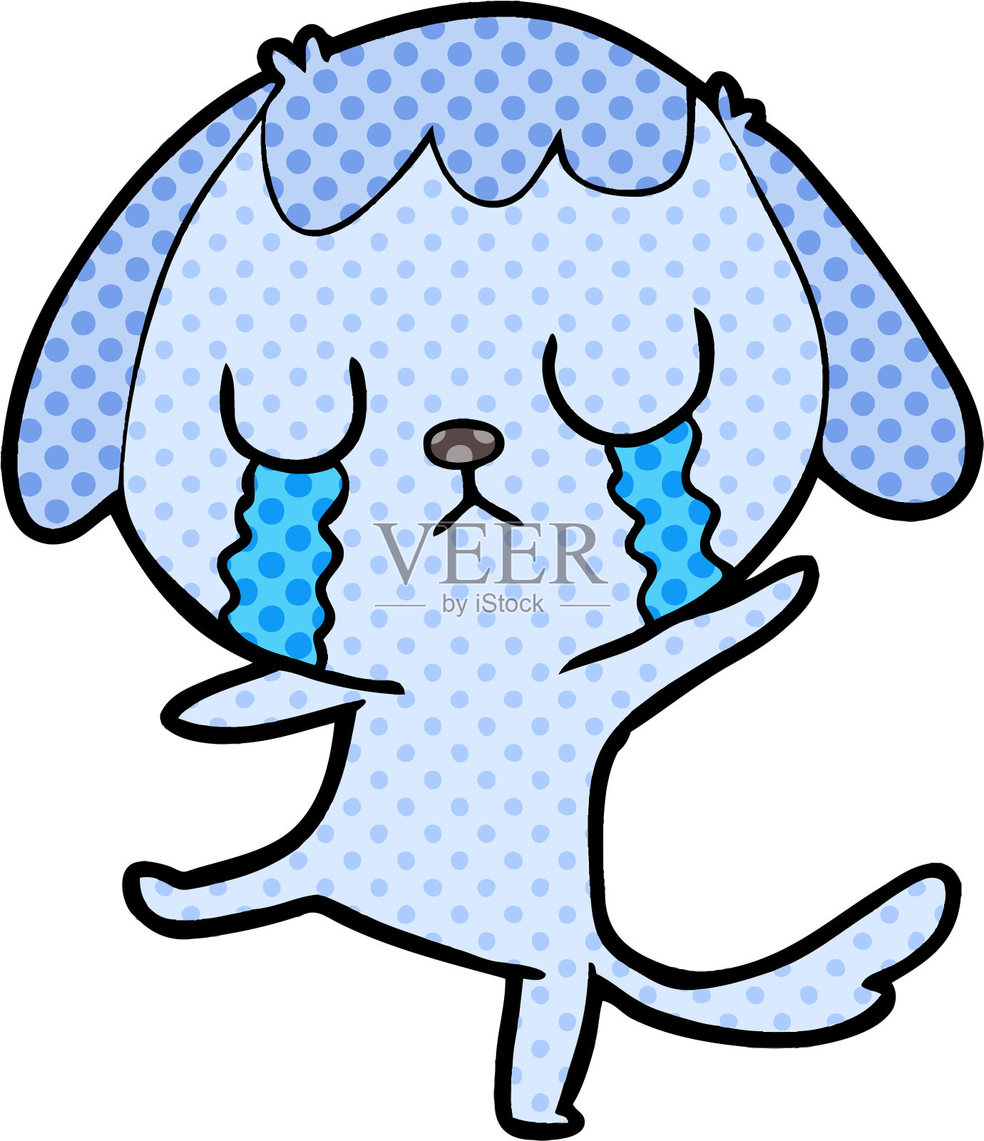 可爱的卡通狗在哭设计元素图片