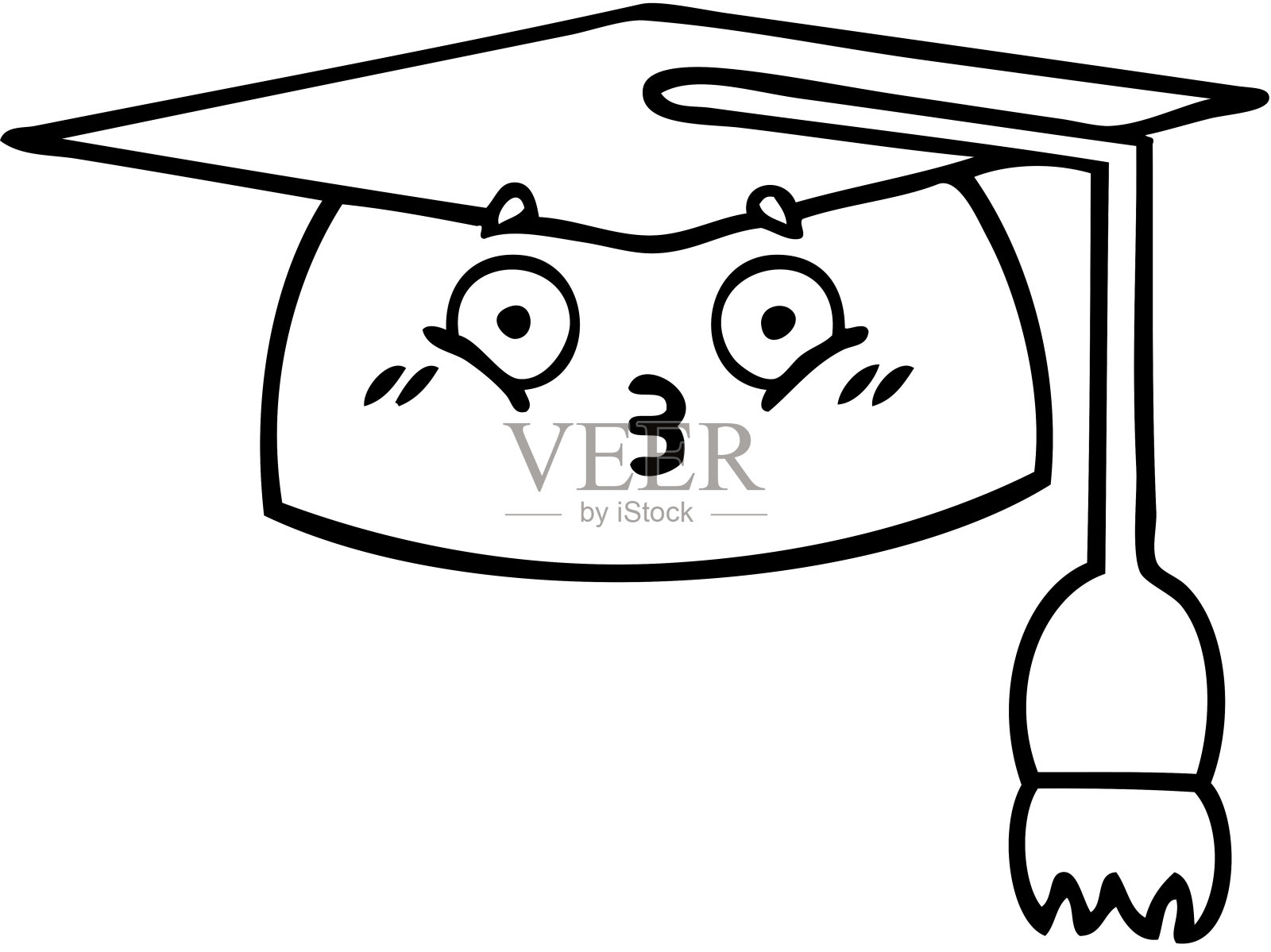 一顶毕业帽的线条漫画设计元素图片