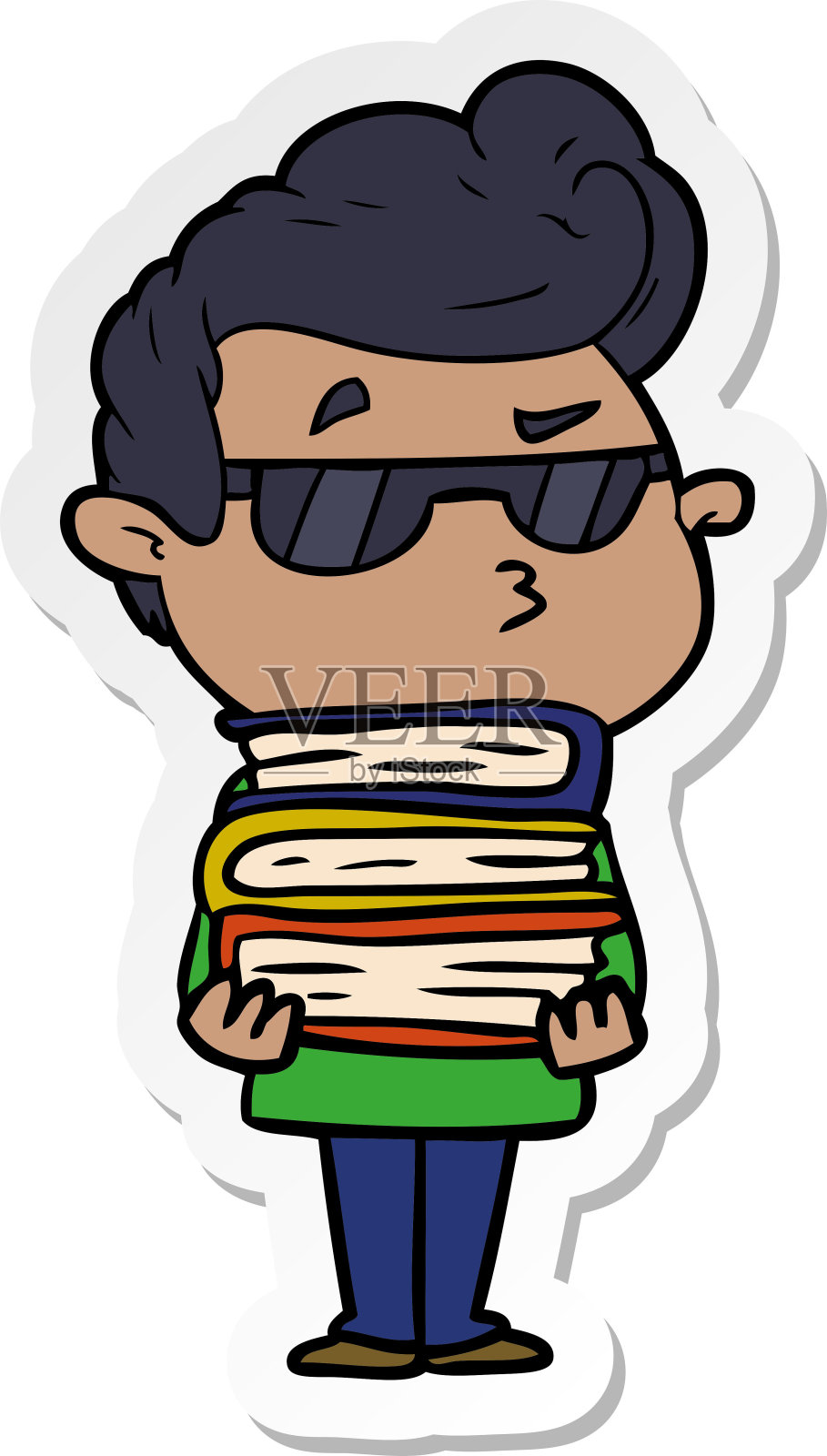 卡通酷哥的贴纸设计元素图片