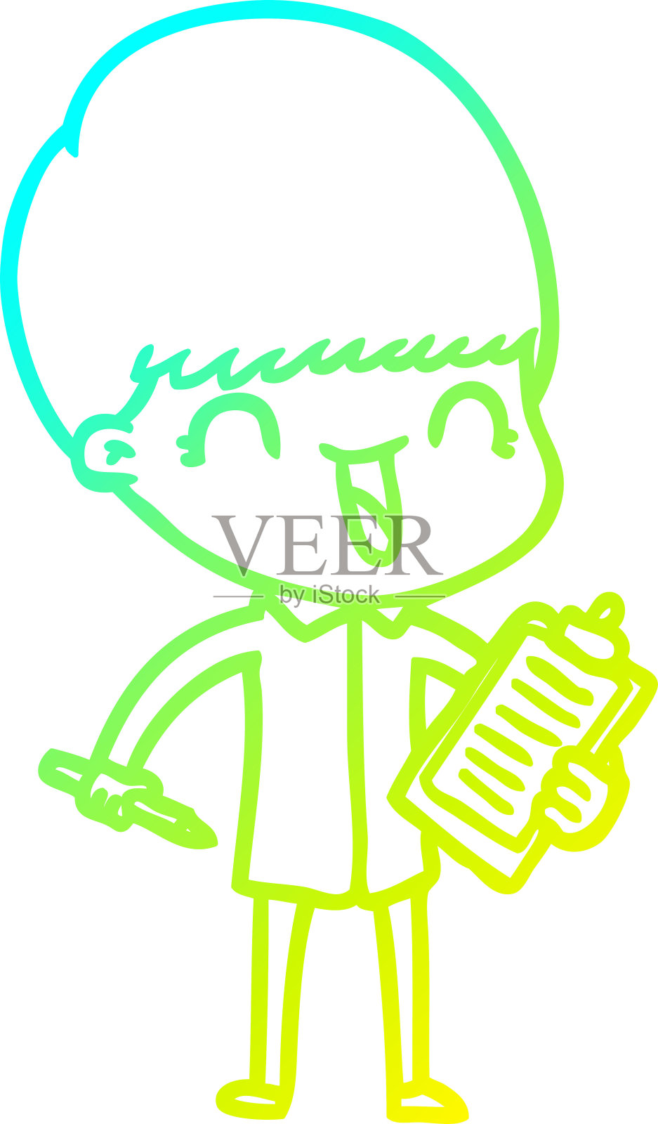 冷梯度线画一个快乐的卡通男孩设计元素图片