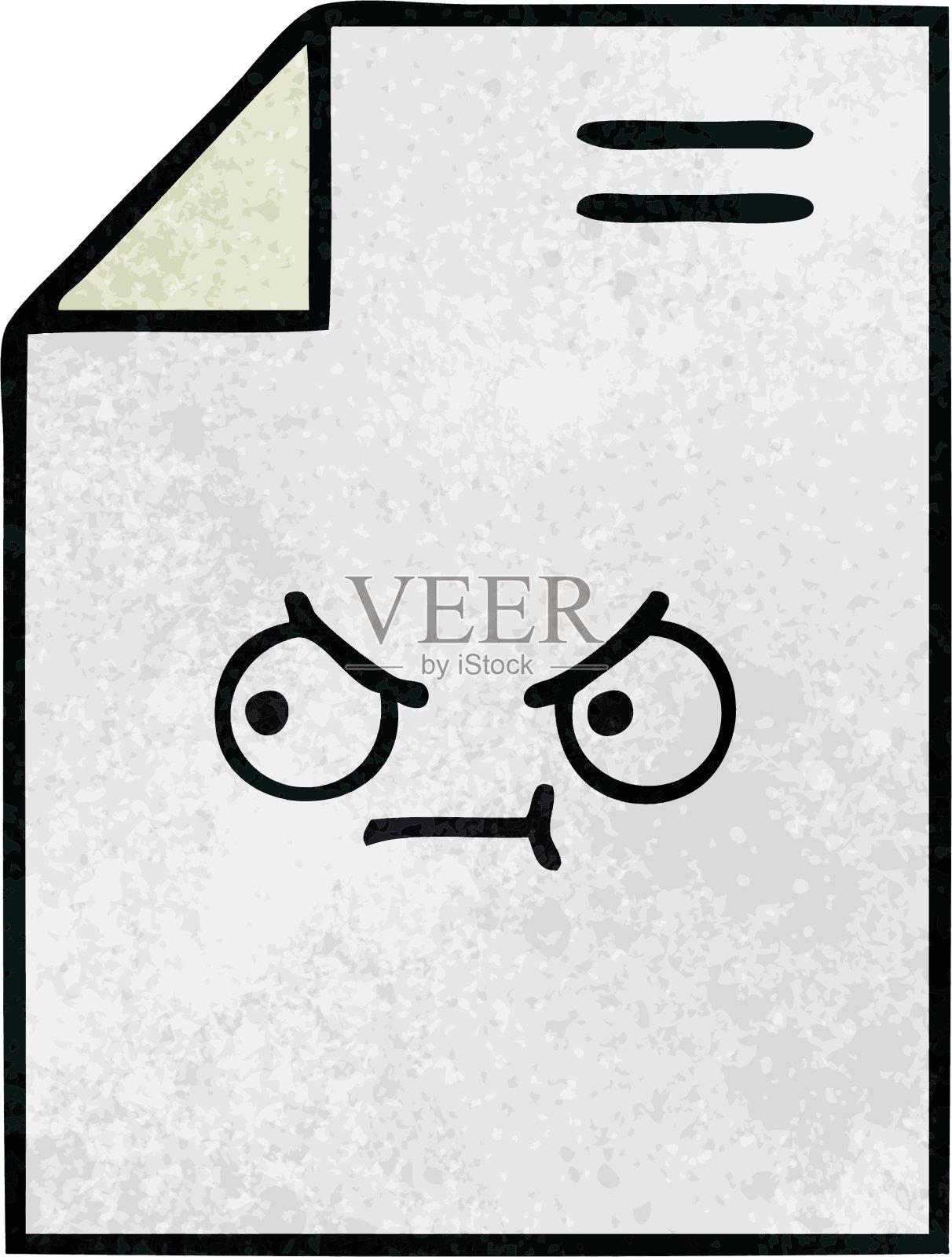 一张纸的复古垃圾质感卡通插画图片素材