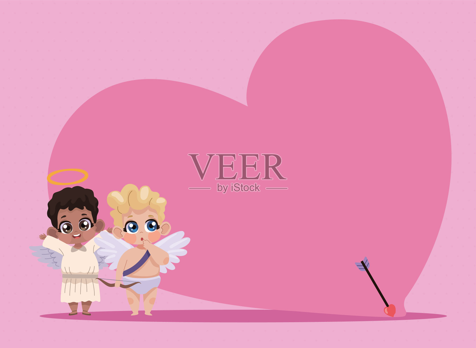 跨种族丘比特天使插画图片素材